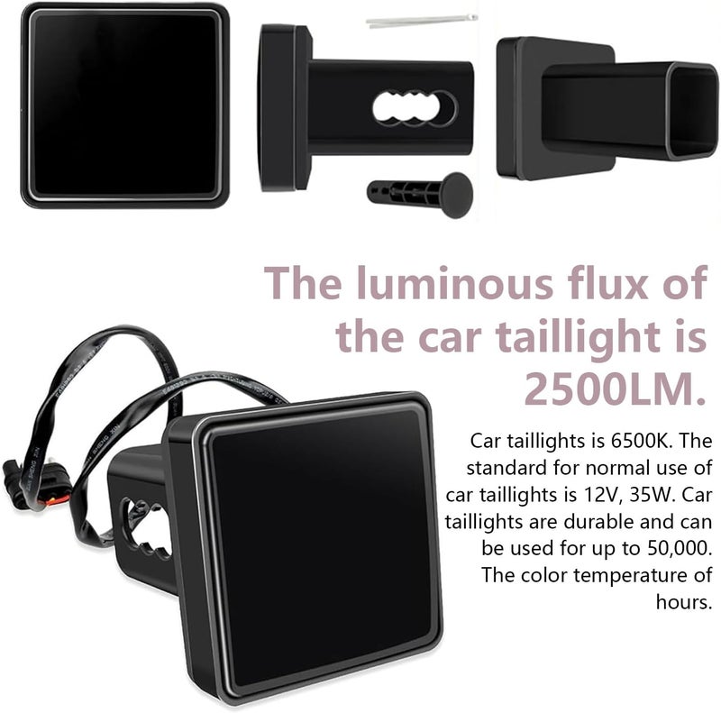 Downhill LED Trailer Hitch Brake Light, 5 LED red Super Bright Brake Lights, 12V Waterproof Trailer Hitch Cover, Universal Fit 2" Square Multi-Functional Trailer Hitch Covers, for Trailers (Black) - Image 3
